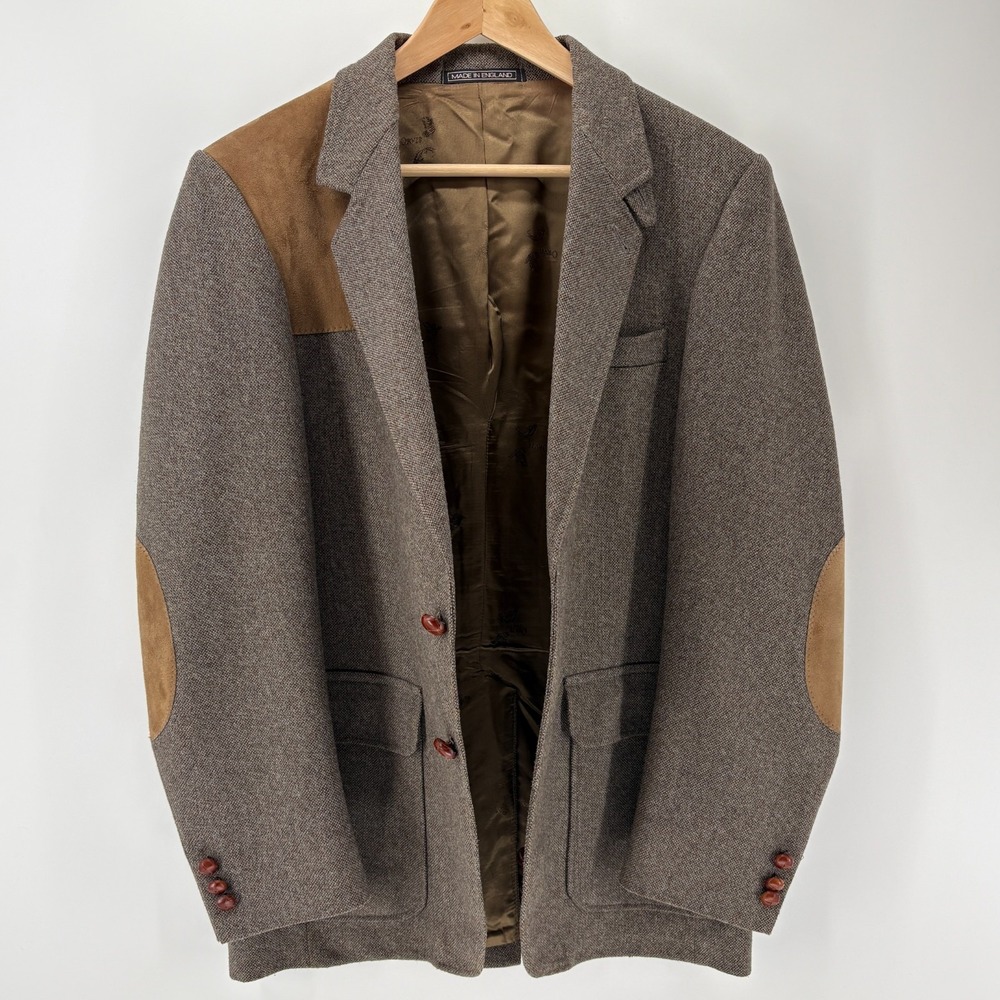 VINTAGE Orvis Blazer Mens 40 Thornproof Twist Tweed Brown Hunting Safari England - Picture 4 of 14